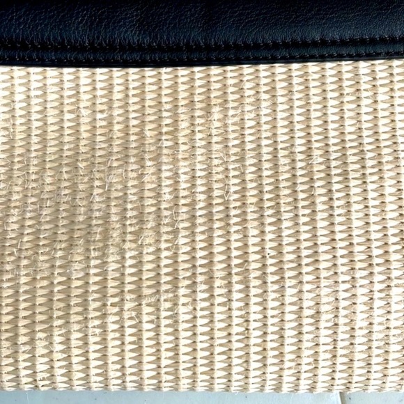 Kate Spade Loula Houston Street Crossbody Purse Bag Black Leather/ Straw - Picture 6 of 9